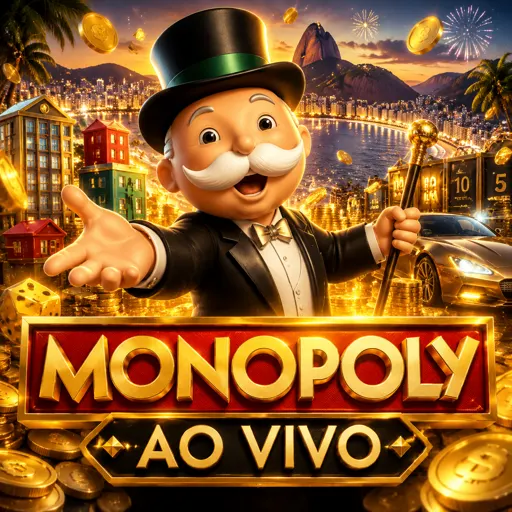 Mesa de Monopoly Live com apresentador e roda de segmentos
